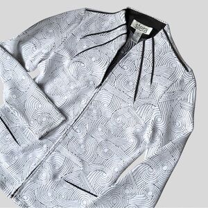 Stera Black and White Artistic Chic  Double-Zip Textured Blazer Size Medium